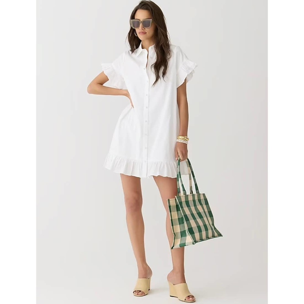 NWOT JCrew Ruffle Hem Shirtdress Medium